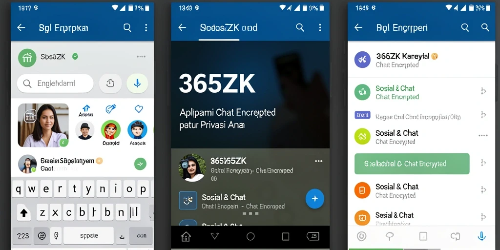 Antarmuka aplikasi 365ZK yang sederhana dan aman untuk chat.