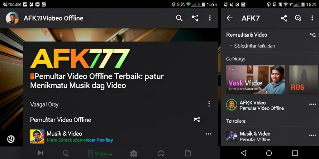 Tampilan antarmuka AFK77 dengan fitur Pemutar Video Offline yang user-friendly.