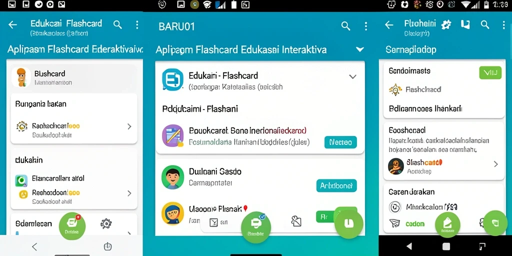 Tampilan antarmuka aplikasi Flashcard BARU01 yang menarik dan intuitif.