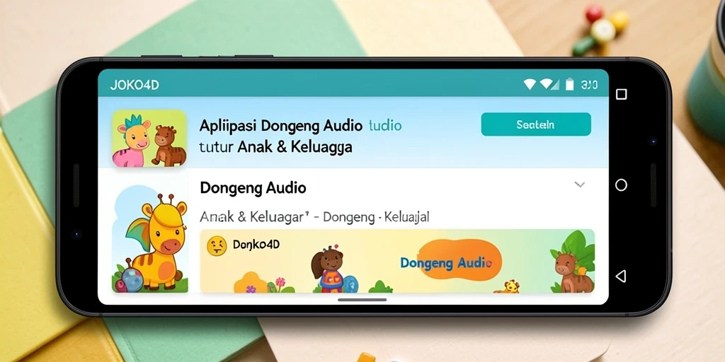 Tampilan antarmuka JOKO4D yang ramah anak dengan berbagai pilihan dongeng audio.
