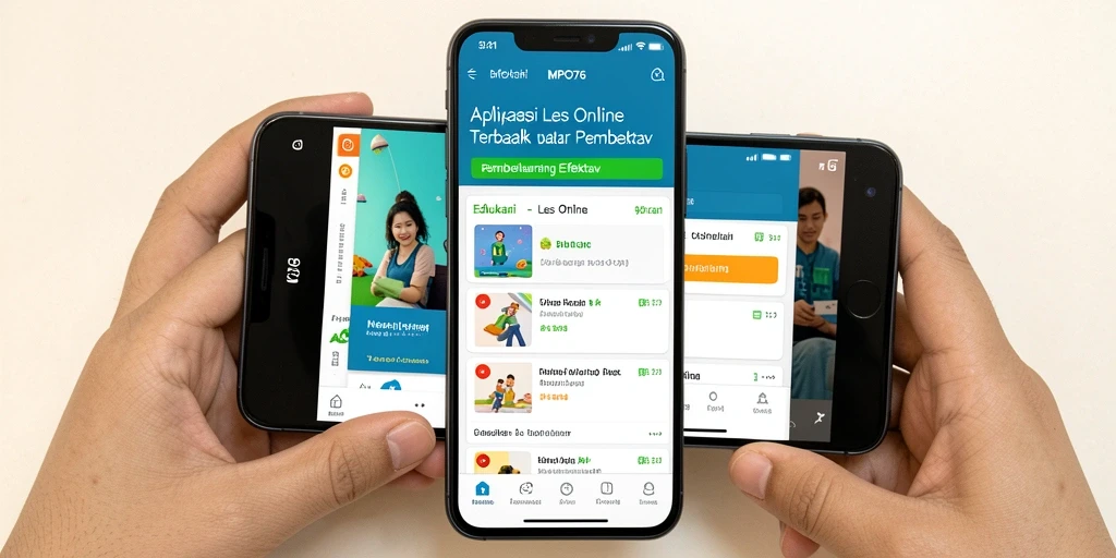Tampilan antarmuka MPO76 yang menarik dan fitur Les Online yang interaktif.