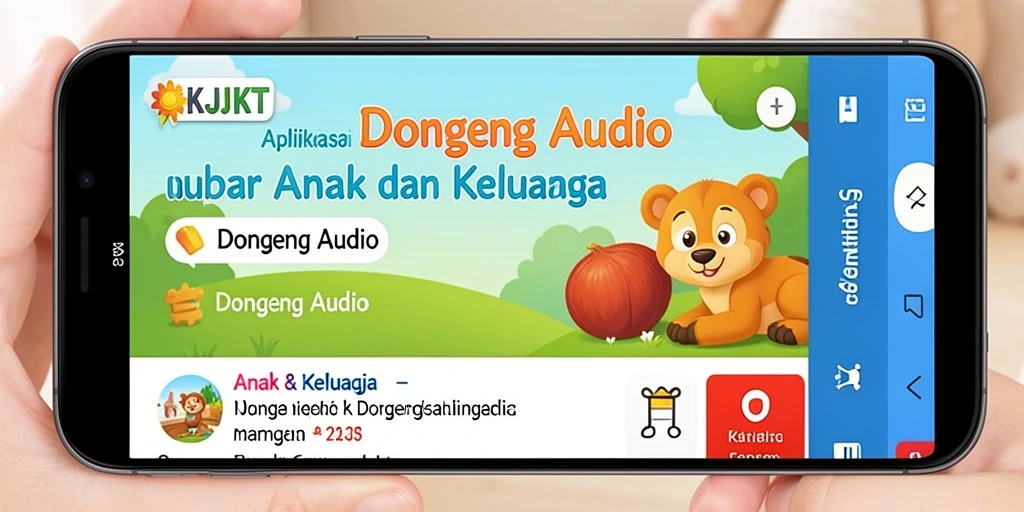 Tampilan antarmuka intuitif dari aplikasi OKJKT untuk Dongeng Audio.