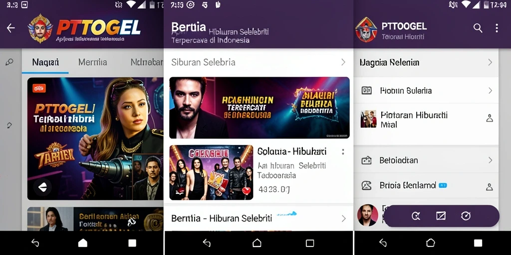 Antarmuka PTTOGEL menampilkan berita terkini tentang hiburan selebriti.